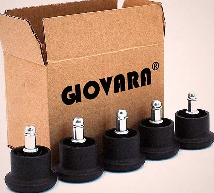 Schwarze Bürostuhl Gleiter, Bell Glides, 5er-Pack, 11mm x 22mm, 50mm Durchmesser