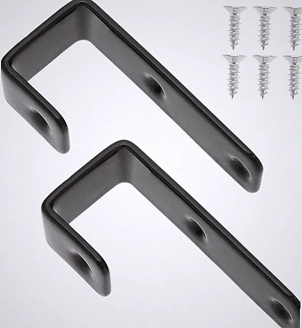 Schwarze Metall Bettleiterhaken J-Form 2er Set PVC-Beschichtung