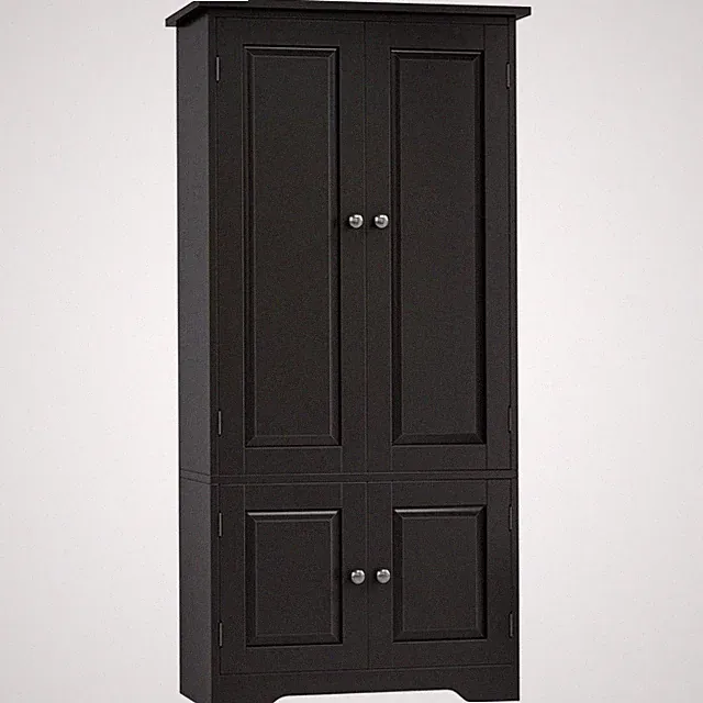 Schwarzer Mehrzweckschrank Küchenschrank Wohnzimmerregal 4 Türen 123cm