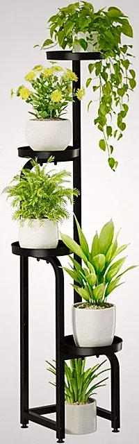 Schwarzer Metall Blumenständer - Robustes Pflanzenregal für Garten und Balkon