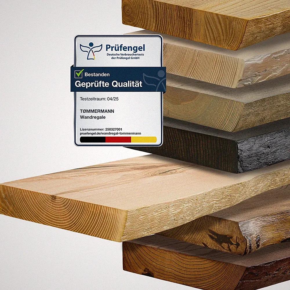 Schweberegal Holzregal 120 cm Wandregal mit Baumkante aus Massivholz Esche
