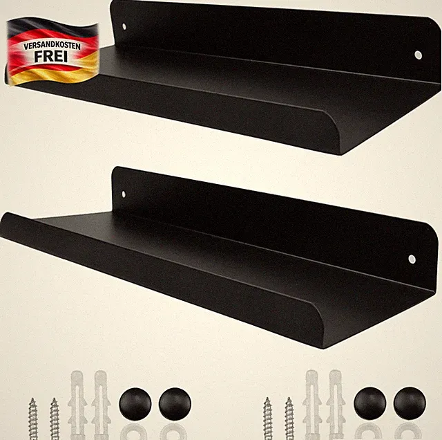 Schweberegale Set schwarz 28x11cm für Bad Küche Bücher Dekorationen Wandmontage