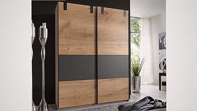 Schwebetürenschrank 135 cm Kleiderschrank Dublin Plankeneiche graphit Schrank