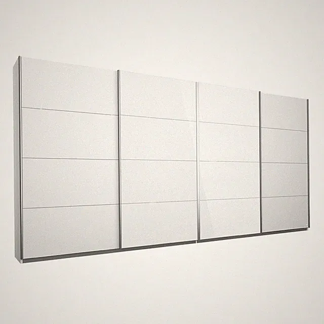 Schwebetürenschrank - Alpinweiß - Glasfront - 4 Türen - 360x211 cm