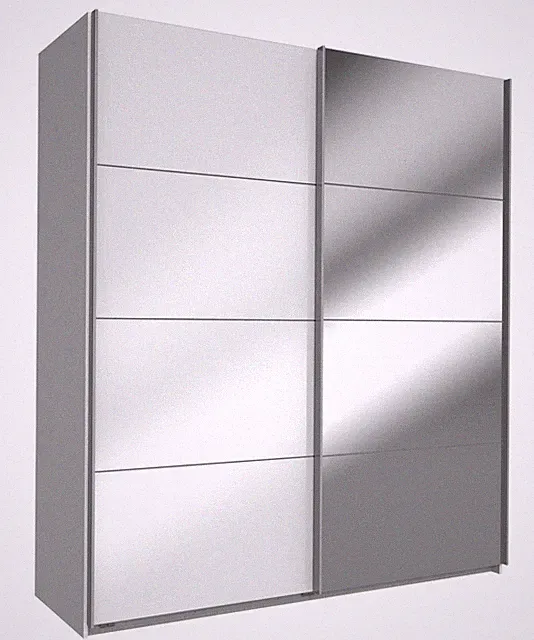 Schwebetürenschrank Easy Plus Kleiderschrank 135x65x210cm weiß Weißglas (18582)