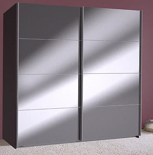 Schwebetürenschrank Easy Plus Kleiderschrank 270cm graphit Vollspiegel (17703)
