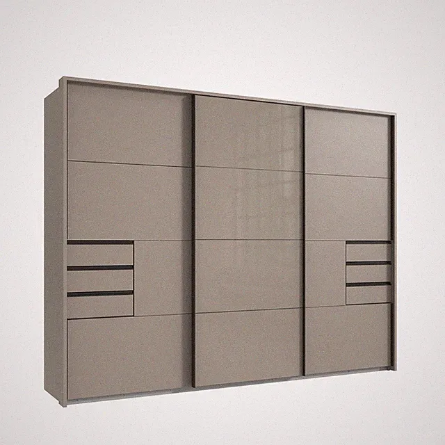 Schwebetürenschrank Kleiderschrank 3-trg 273cm Sandgrau, Glasfront Passepartout