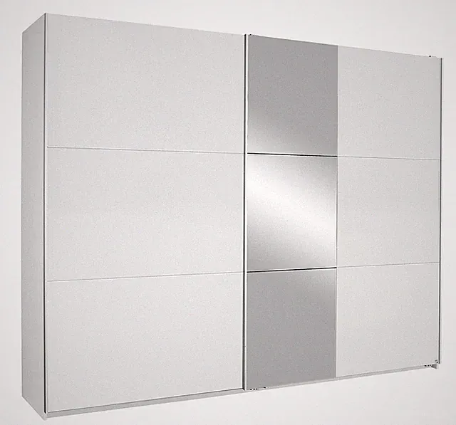 Schwebetürenschrank Kleiderschrank Schlafzimmerschrank 3-türig mit Spiegel Weiß