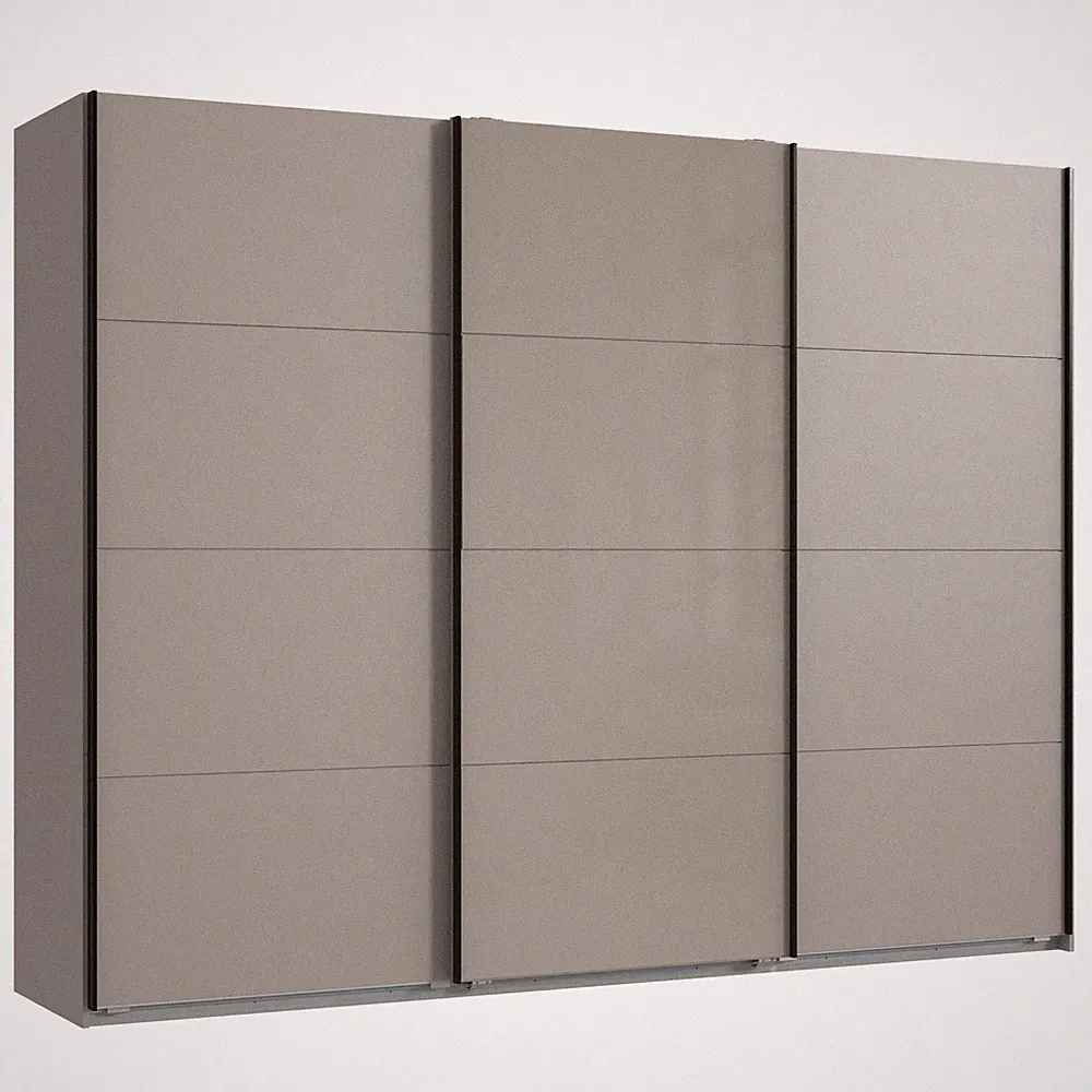 Schwebetürenschrank - saharagrau - Glasfront - 270 cm breit Kleiderschrank