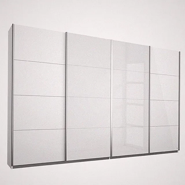 Schwebetürenschrank - weiß Hochglanz - Glasfront - 271x211 cm Kleiderschrank