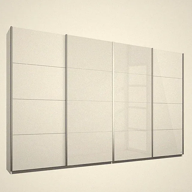 Schwebetürenschrank - weiß Hochglanz - Glasfront - 271x211 cm Kleiderschrank
