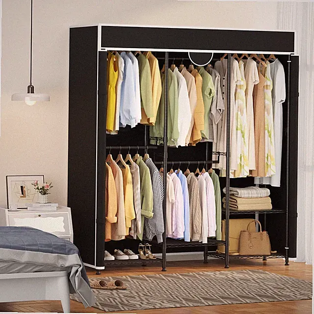 Schwerlast-Mobil-Kleiderschrank mit Abdeckung 180cm x 40cm x 195cm,mit Ablagen