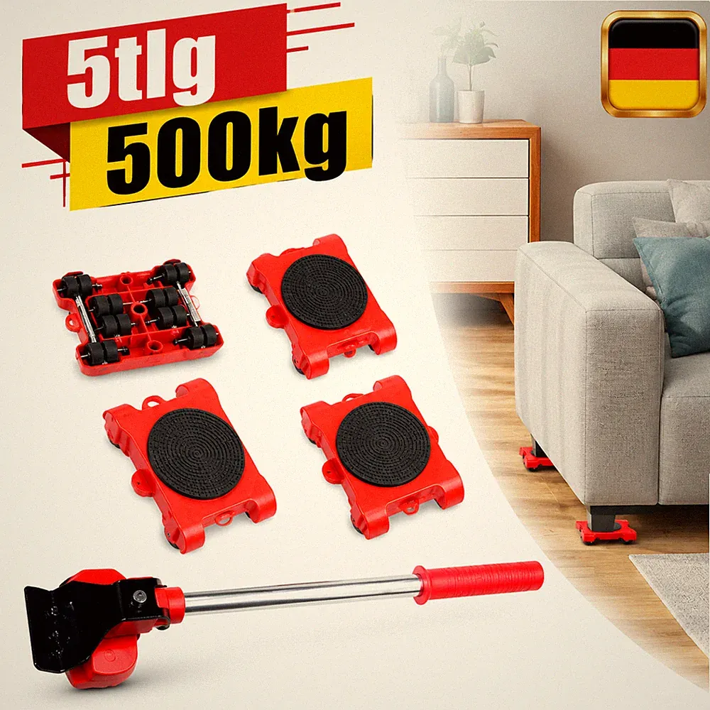 Schwerlast Möbeltransportroller Set 5 Stück 500 kg Hebelstange für Bett DE DHL