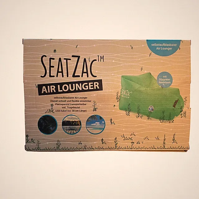 SeatZac Air Lounger, Selbstaufblasbarer Sitzsack, Integrierter Powerbank