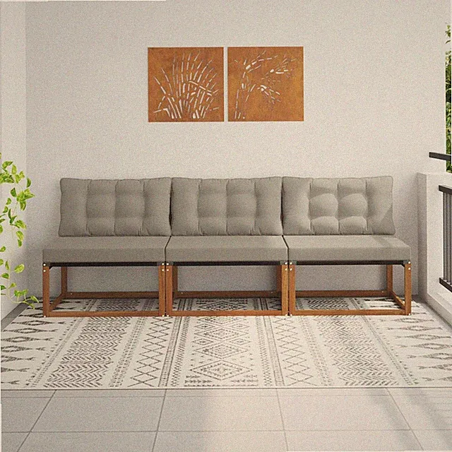 Sectional Sofa Einheiten Massivholz Akazie und Textilene Stoff BE