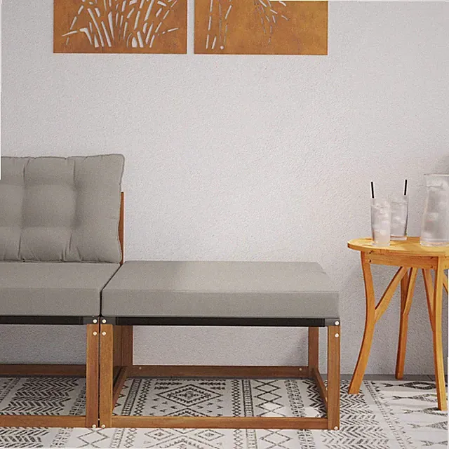Sectional Sofa Einheiten Massivholz Akazie und Textilene Stoff
