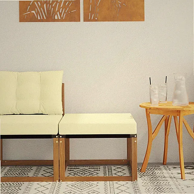 Sectional Sofa Einheiten Massivholz Akazie und Textilene Stoff vidaXL