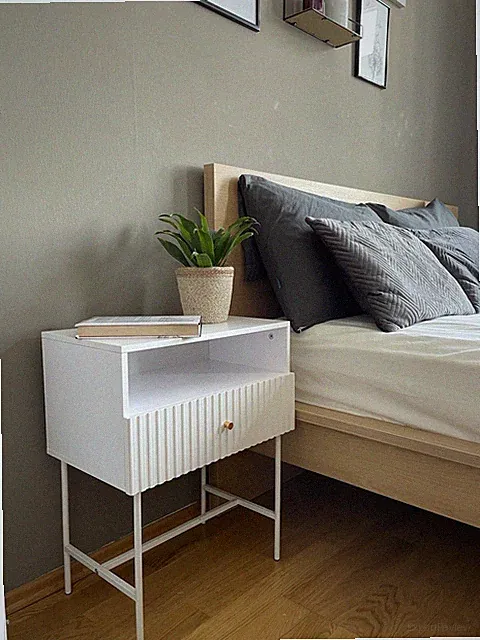 seedwave Nachttisch Weiß Modern Holz 50x30x50cm 1 Schublade offenes Fach