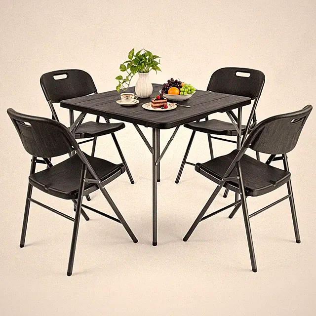 Sekey Gartengarnitur Set Klappbar 4 Stühlen mit Gartentisch Garten Essgruppe