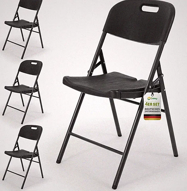 Sekey Klappstuhl 4Er Set, Klappstühle Aus Kunststoff Und Metall, Campingstuhl Ga