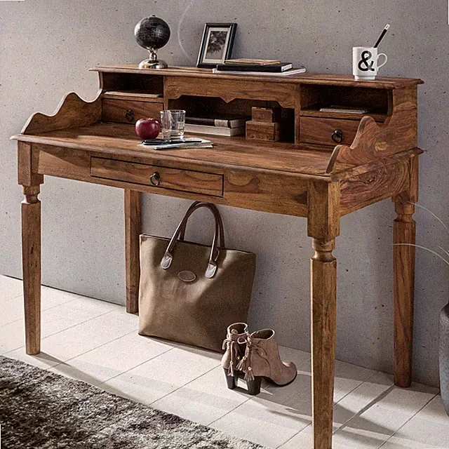Sekretär FineBuy Schreibtisch Sheesham Holz Massiv Konsolentisch 115 cm Modern