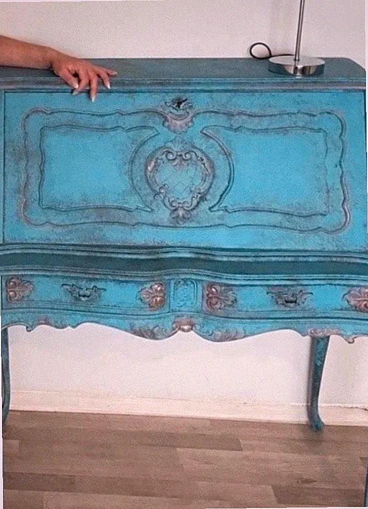 Sekretär Schreibtisch im Landhausstil, Massivholz, mit Rollade