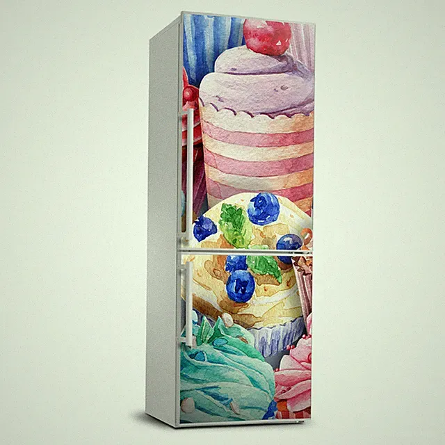 Selbstklebend Kühlschrank Tür Aufkleber für die Küche Lebensmittel Bunte Muffins