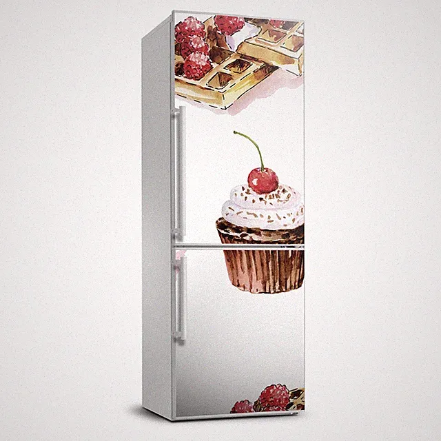 Selbstklebend Kühlschrankaufkleber Küche Dekor Lebensmittel Muffins und Waffeln