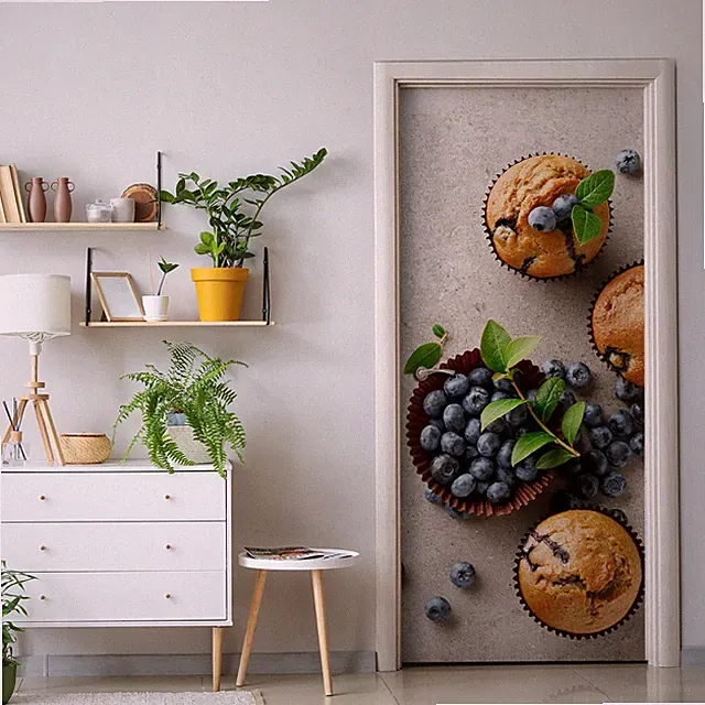 Selbstklebend Türtapete Türposter Türaufkleber Wandtattoo Blaubeere Muffins