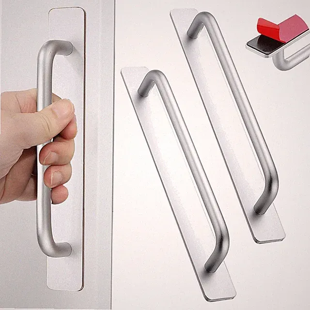 Selbstklebende Aluminium Möbelgriffe Set 2 Silber 212mm