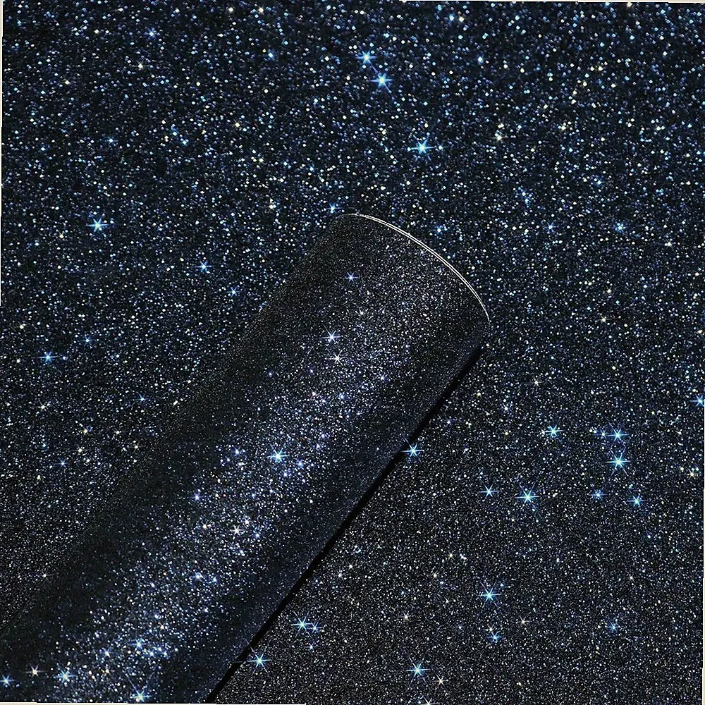 Selbstklebende Glitzer Tapete Schwarz Blau 40cm x 200cm für Möbel Wand Wohnzi...