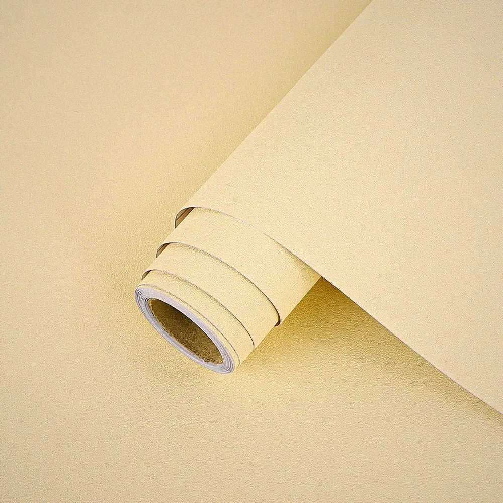 Selbstklebende Möbel-Folie, Beige Gelb Matt, 44 cm x 10 m, für Tisch, Regal,...