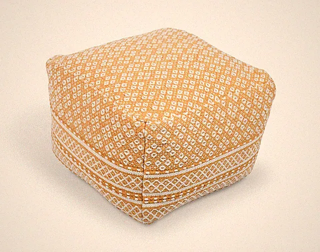 Senf Gold Gepunktet Handgewebt 100% Baumwolle Quadratisch Pouf Sitz Sitzsack Fußbank
