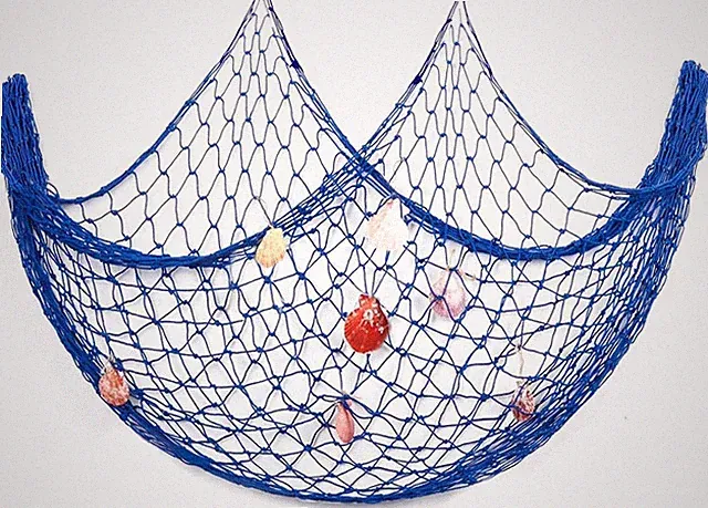 SenZee Fischernetz Deko Blau mit Muscheln 1x2m Mediterrane Stil Deko Netz