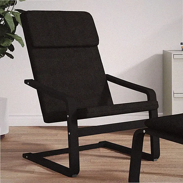 Sessel Freischwinger Entspannungs Stuhl schwarz Stoff Massiv Holz Birken