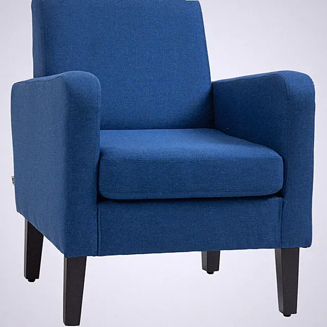 Sessel kompakt Leinen-Feel blau 66x72x74cm dick Moosgummiholz Beine stabil