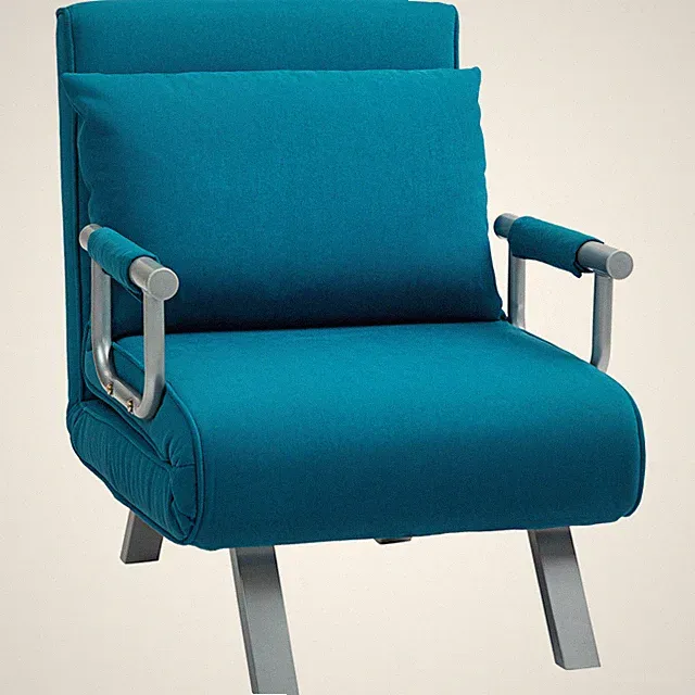 Sessel umbaubar 4-in-1 blau Wildlederimitat Liege Bett 185,5x60x25cm 120kgLast