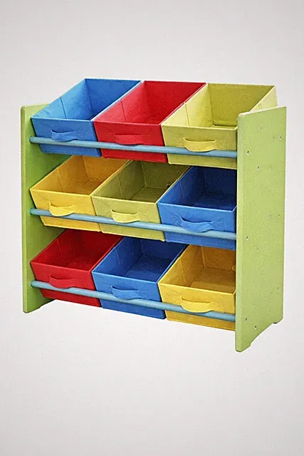SESUA Kinderregal mit 9 Boxen | Aufbewahrungsregal Spielzeugregal | Grün bunt