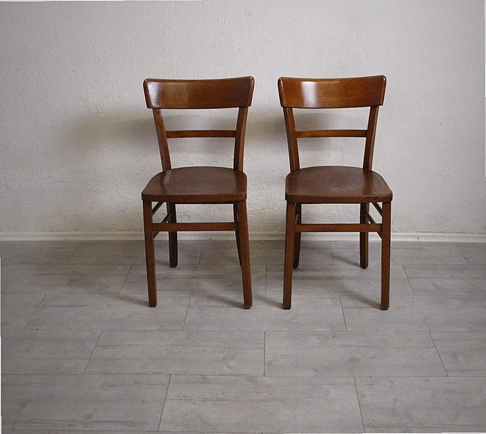 SET 2 FRANKFURTER STÜHLE STUHL VINTAGE BAUHAUS HOLZSTUHL ART DECO KÜCHENSTUHL #1