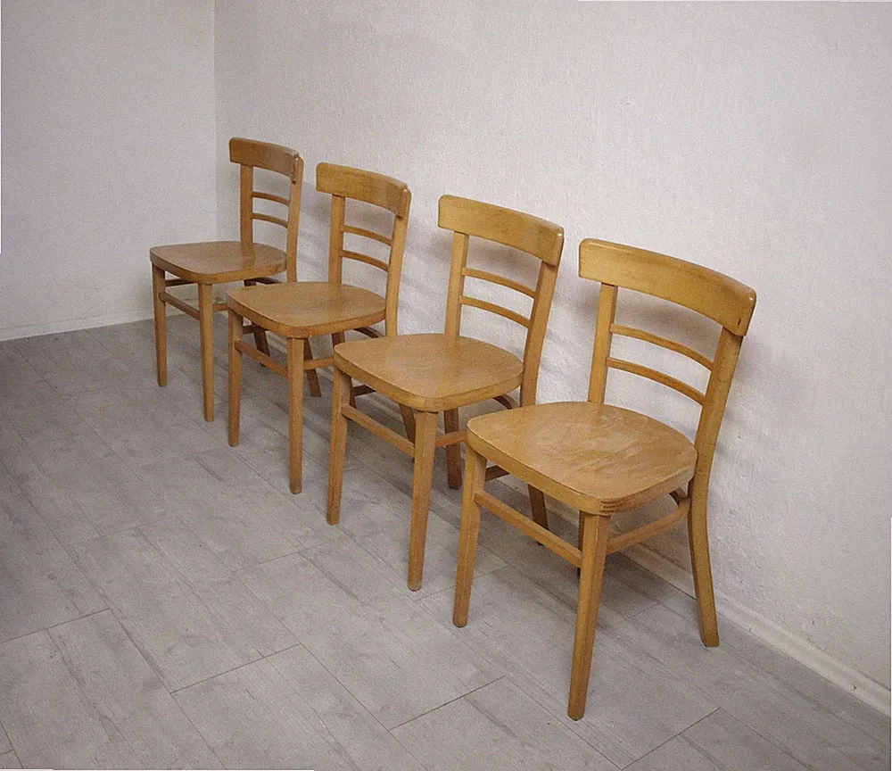 SET 4 FRANKFURTER STÜHLE STUHL VINTAGE BAUHAUS HOLZSTUHL ART DECO KÜCHENSTUHL #1