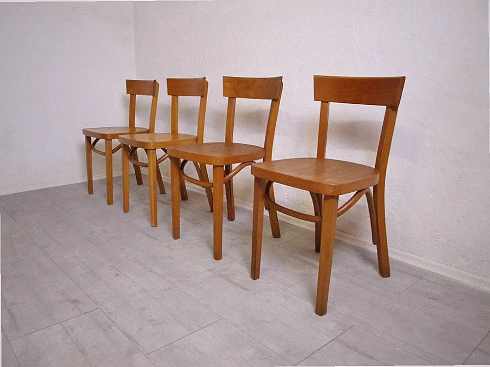 SET 4 STÜHLE 70's FRANKFURTER KÜCHENSTUHL BAUHAUS STIL STUHL VINTAGE