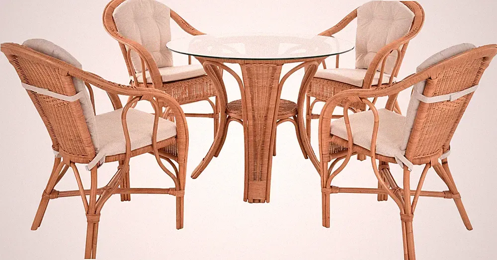 Set/5 Rattan Wintergarten ULM für 4 Personen Sitzgruppe hoher Tisch Terracotta