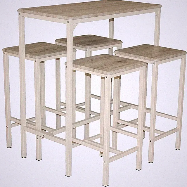 SET BARTISCH mit 4 HOCKERN Möbel Stühle Design Wohnzimmer Mod. BRASILIEN