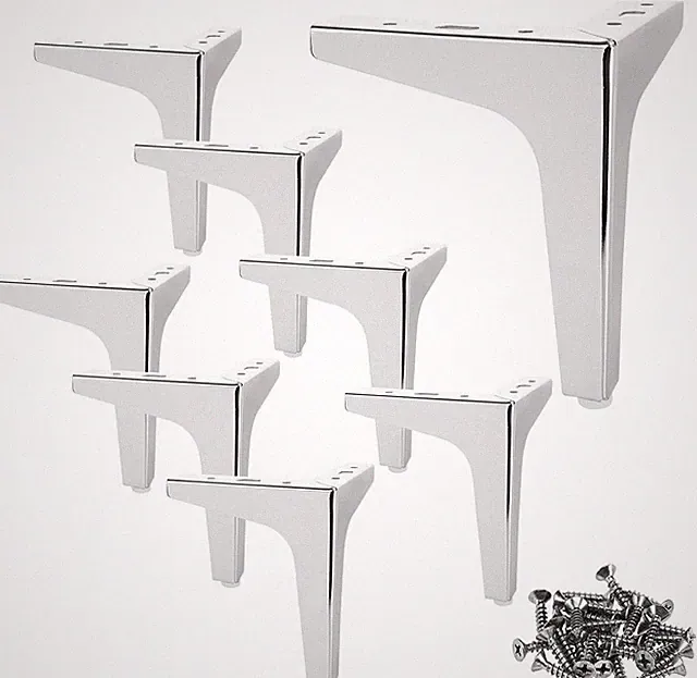 Set Mit 8 Möbelfüße Metall, 15 Cm Möbelfüße Silber, Sofa Beine Metall, Dreieckig
