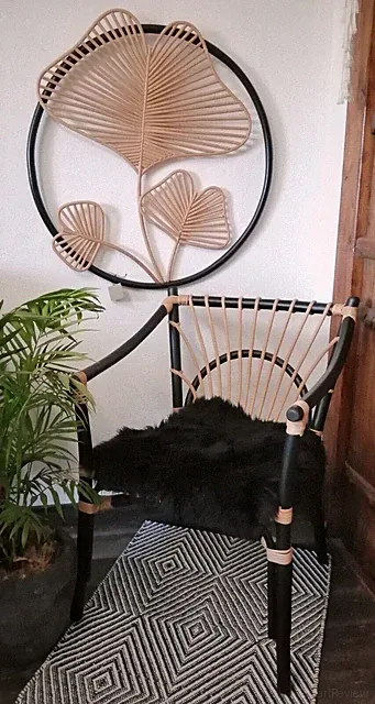 Set Rattan-Stuhl Rattanstuhl Gartenstuhl Wanddekoration Deko Balkon Terrasse