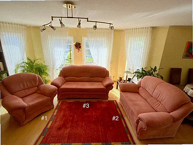 SET Sessel Sofa Couch Terrakotta Alcantara 3-Sitzer mit Bett 2-Sitzer Schublade