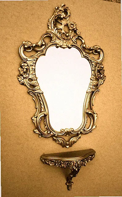SET Wandspiegel GOLD Barock + Wandkonsole Antik 76x50 Badspiegel Vintage Retro