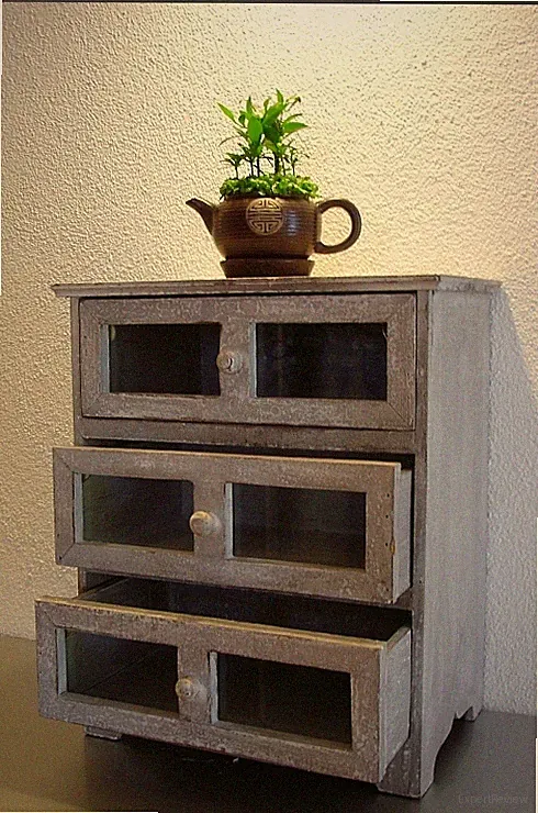 SHABBY CHIC - Kommode/Schubladenschrank Vintage Landhausstil Holz/Glas *NEU*