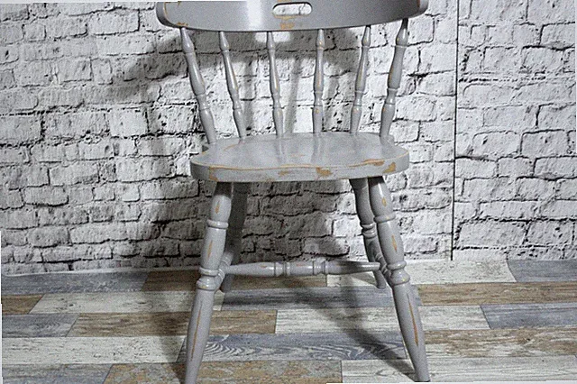 Shabby Holzstuhl Sprossenstuhl Stuhl grau 60er Jahre Vintage Shabby Chic