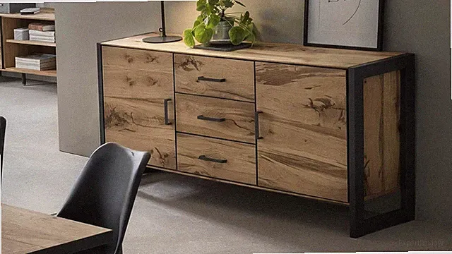 Sideboard 2276 Janne Kommode Anrichte Schrank in Eiche furniert Industrie-Stil